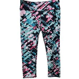 FABLETICS MID-RISE ACTIVEWEAR/YOGA LEGGINGS, WOMENS, S, TEAL BLACK PINK WHITE